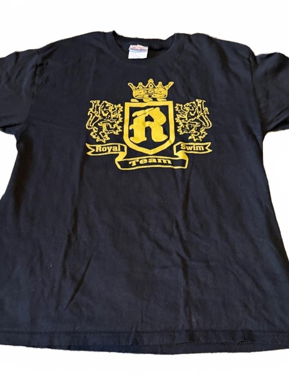 Vintage Hanes Royal Swim Team T-Shirt Black Crest Graphic Adult M USA